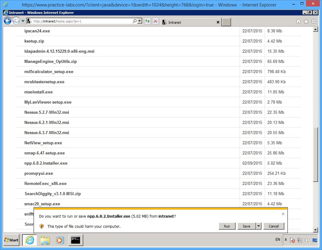 Practice Labs screenshot.
